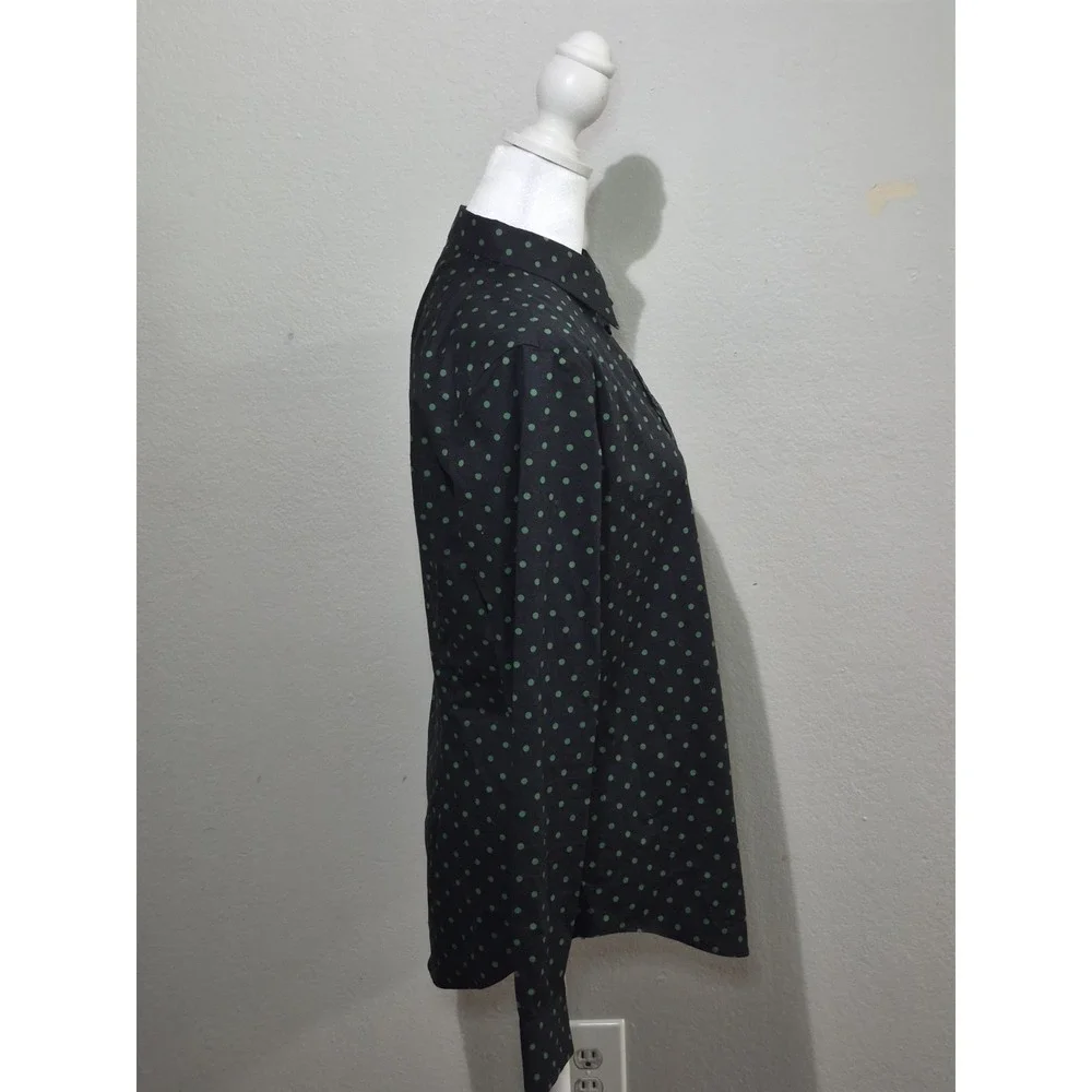 Lauren Ralph Lauren‎ Stretch Non-Iron Green Polka Dot Button Down Shirt Sz M
